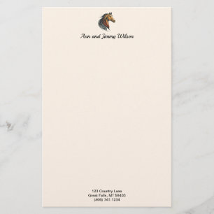 Stylish and Modern Brown Horse Head Stationery