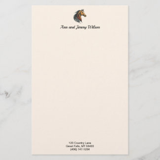Stylish and Modern Brown Horse Head Stationery