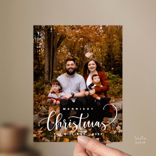 Stylish and Rustic, Merry Christmas Family Photo Postcard
