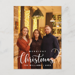 Stylish and Rustic, Merry Christmas Family Photo Postcard