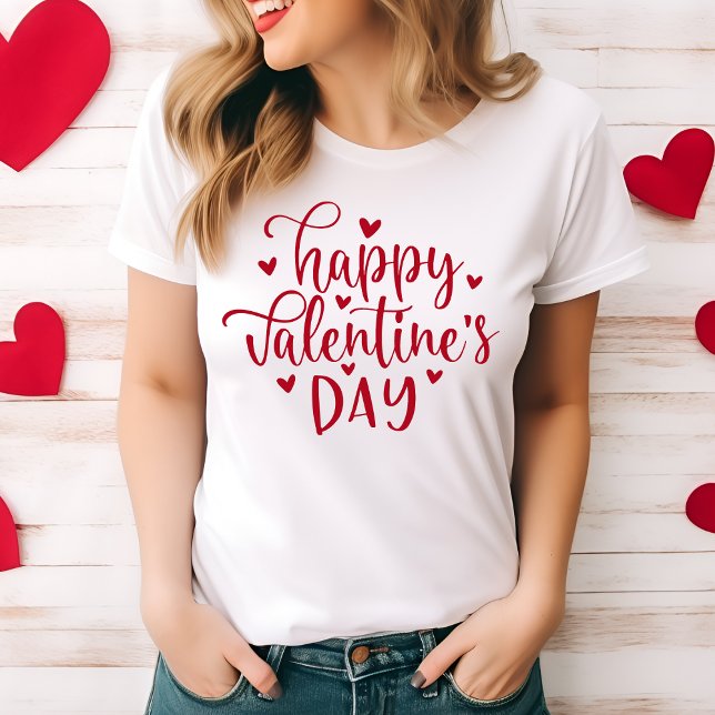 Stylish and Trendy Happy Valentine's Day In Red T-Shirt (Stylish and Trendy Happy Valentine's Day In Red T-Shirt)