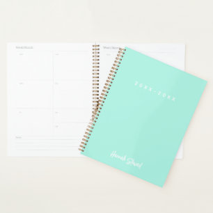 Stylish and Trendy Mint Green Minimalist Girly Planner