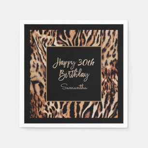 Stylish Animal Print 30th Birthday Party for Her Napkin