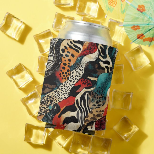 Stylish Animal Print Fusion Design  Can Cooler (In Situ Summer)