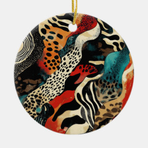 Stylish Animal Print Fusion Design  Ceramic Tree Decoration