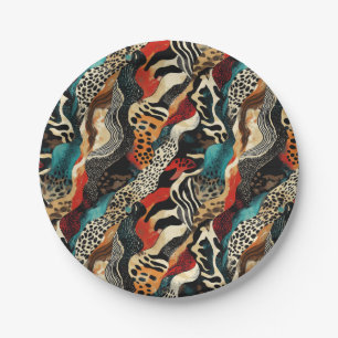 Stylish Animal Print Fusion Design Paper Plate