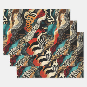 Stylish Animal Print Fusion Design Wrapping Paper Sheet