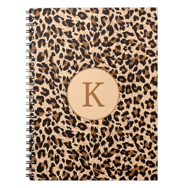 Stylish Animal Print Monogram Notebook (Front)