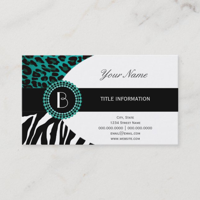 Stylish Animal Prints Zebra and Leopard Patterns Business Card (Front)