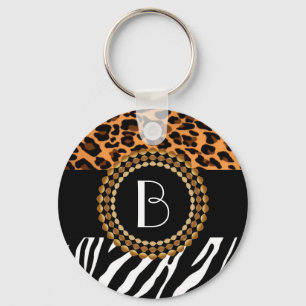 Stylish Animal Prints Zebra and Leopard Patterns Key Ring