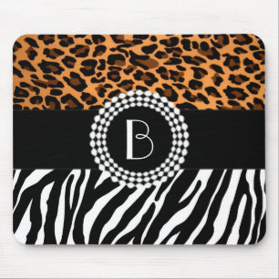 Stylish Animal Prints Zebra and Leopard Patterns Mouse Mat
