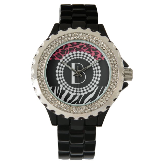 Stylish Animal Prints Zebra and Leopard Patterns Watch (Front)