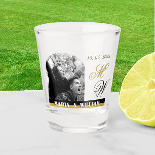 Stylish Anniversary Photo Shot Glass, Wedding Glass