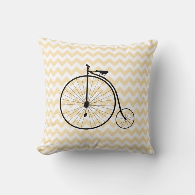 Stylish Antique Bicycle Accent Throw Cushion (Front)