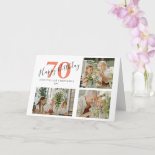 stylish Any Age Birthday 3 Photo Collage Card