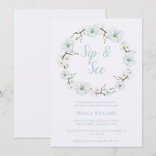 Stylish Apple Flower Wreath Sip & See Invitation