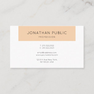 Stylish Apricot Colour Modern Minimalist Plain Business Card