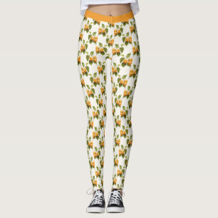 Stylish Apricot Fruit Blossom Orange Yoga Pants