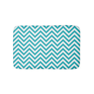 Stylish Aqua Chevrons Pattern Bath Mat