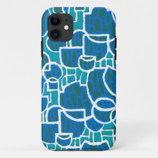 Stylish Aqua, Sea Green, Turquoise, White Abstract iPhone 11 Case