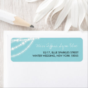 Stylish Aqua Sparkles Glow Strands Wedding Address