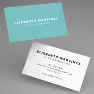 Stylish Aqua Turquoise Front and Back Personalised Business Card