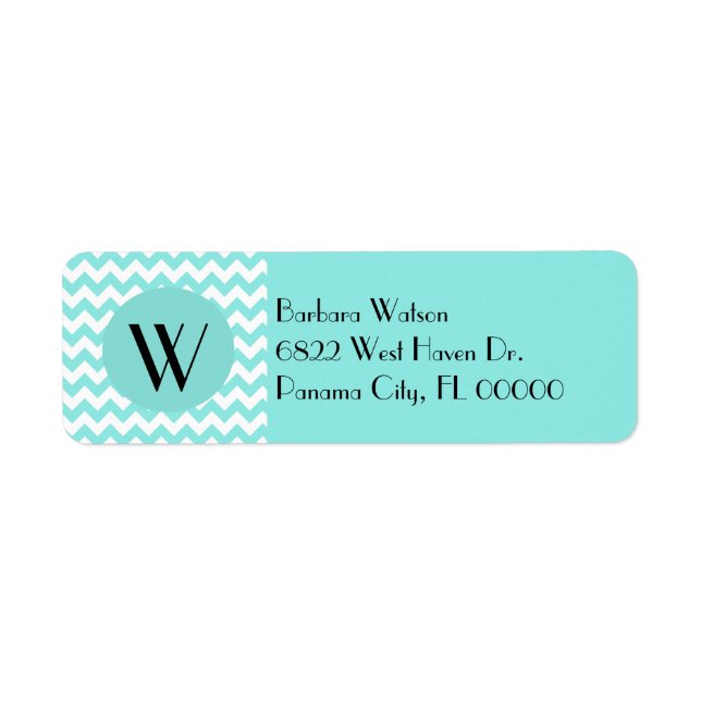 Stylish Aquamarine Chevron & Monogram (Front)