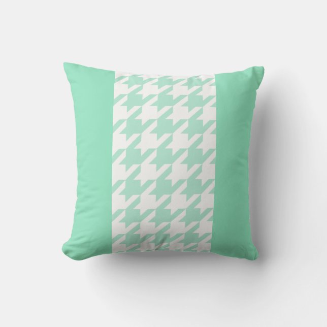 stylish aquamarine houndstooth with monogram cushion (Front)