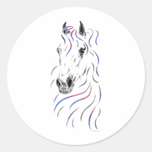 Stylish Arabian Horse Classic Round Sticker