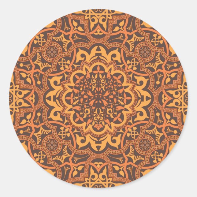 Stylish arabic ornament classic round sticker (Front)