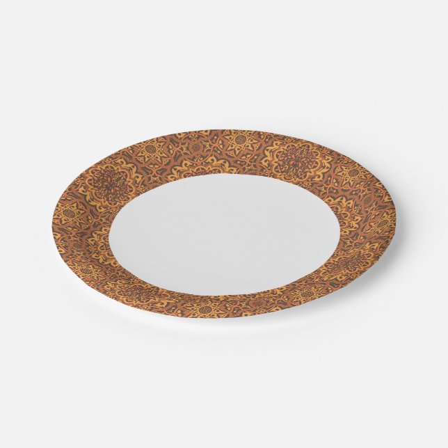 Stylish arabic ornament paper plate (Angled)