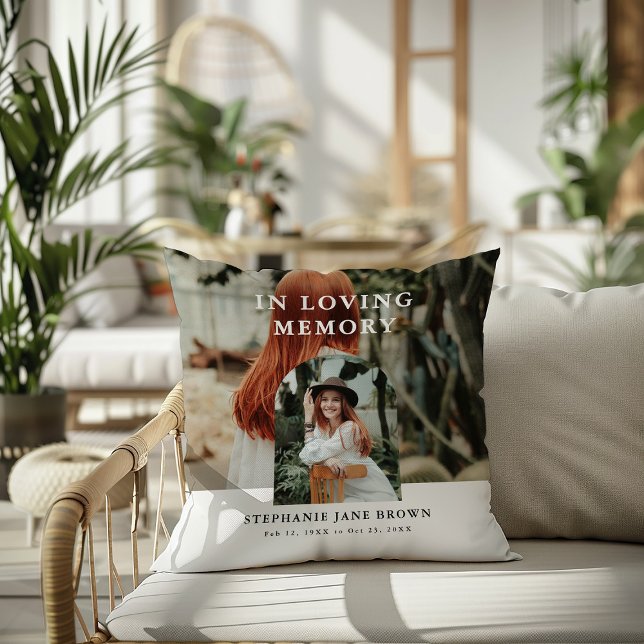 Stylish Arch Photo Collage In Loving Memory Cushion (Creator Uploaded)