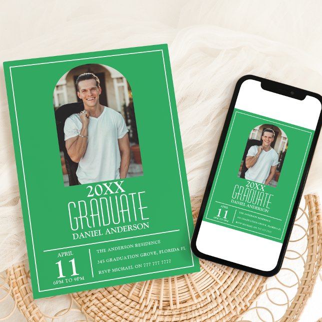 Stylish Arch Photo Graduation Invitation (Creator Uploaded)
