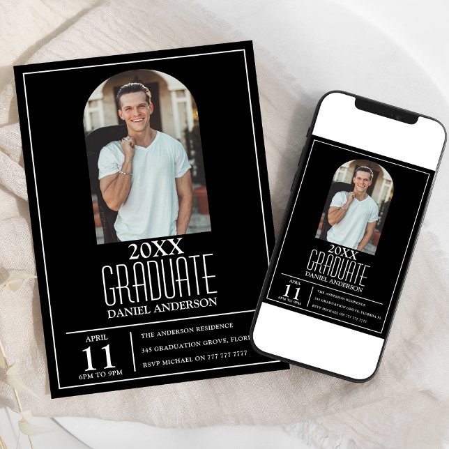 Stylish Arch Photo Graduation Invitation (Creator Uploaded)