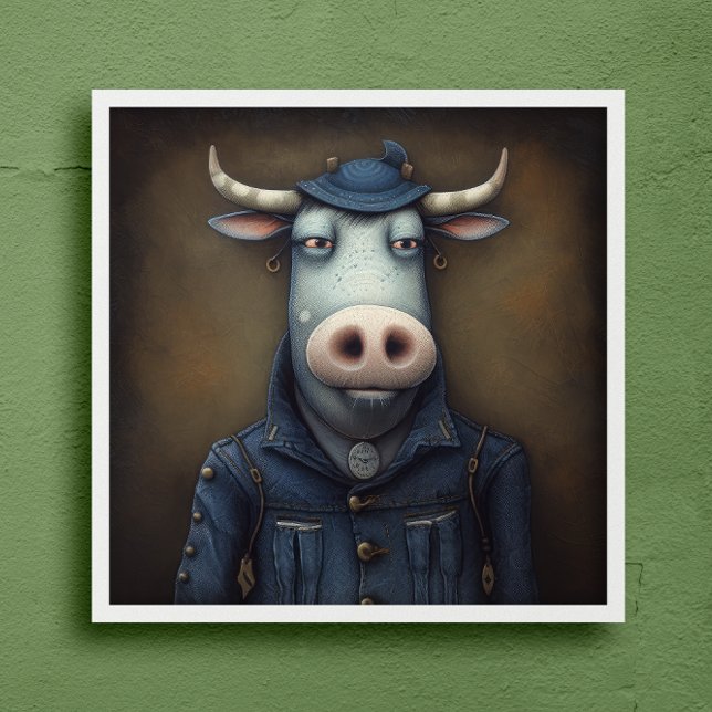Stylish arm Fashion- Funny cow in a costume Poster (Creator Uploaded)