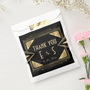 Stylish art deco black and gold wedding hershey®'s favour bags
