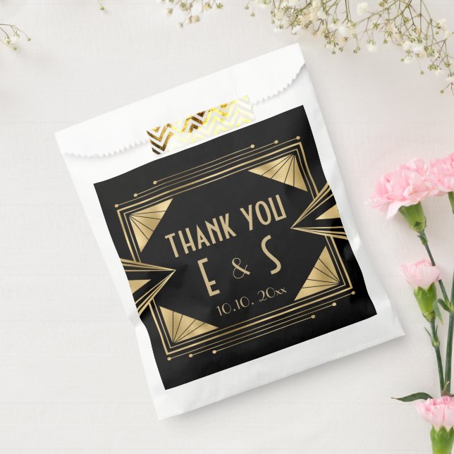 Stylish art deco black and gold wedding hershey®'s favour bags (Sealed)