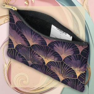 Stylish Art Deco Fans in Purple Accessory Pouch