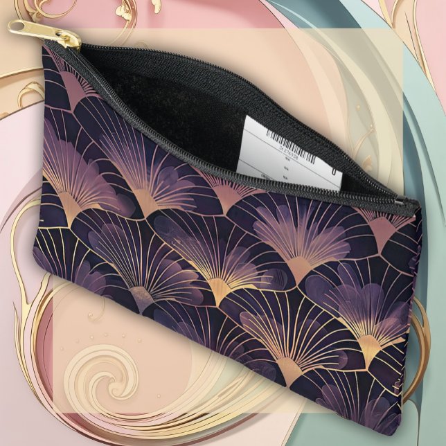 Stylish Art Deco Fans in Purple Accessory Pouch (Creator Uploaded)