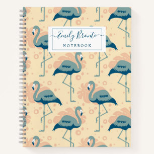 Stylish Art Deco inspired peach Flamingo pattern Notebook