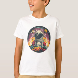 stylish art with a drawn astronaut flying in space T-Shirt