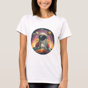stylish art with a drawn astronaut flying in space T-Shirt