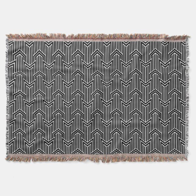 Stylish ArtDeco Chevron Zigzag Throw Blanket (Front)