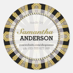 Stylish ArtDeco Gold Black Made By Labels Stickers