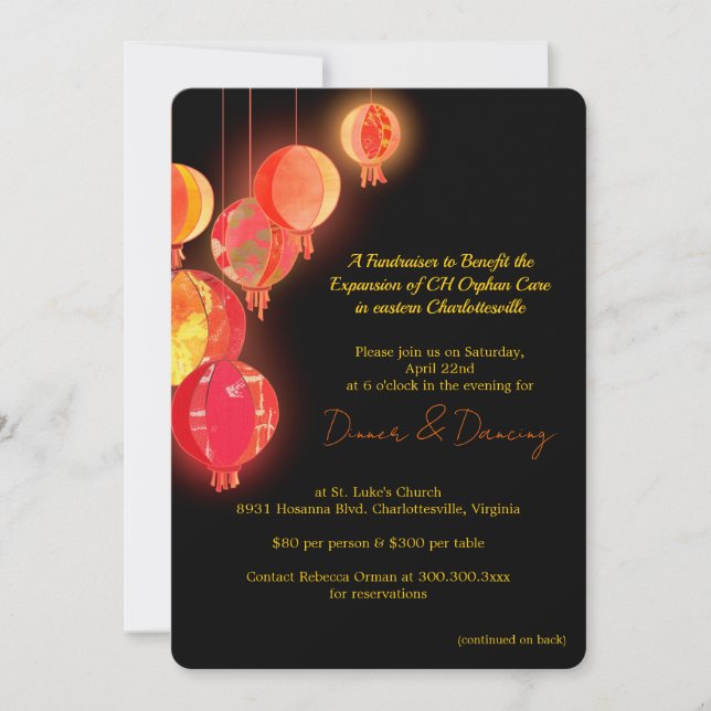 Stylish Asian Themed Fundraising Event Invitation (Front)
