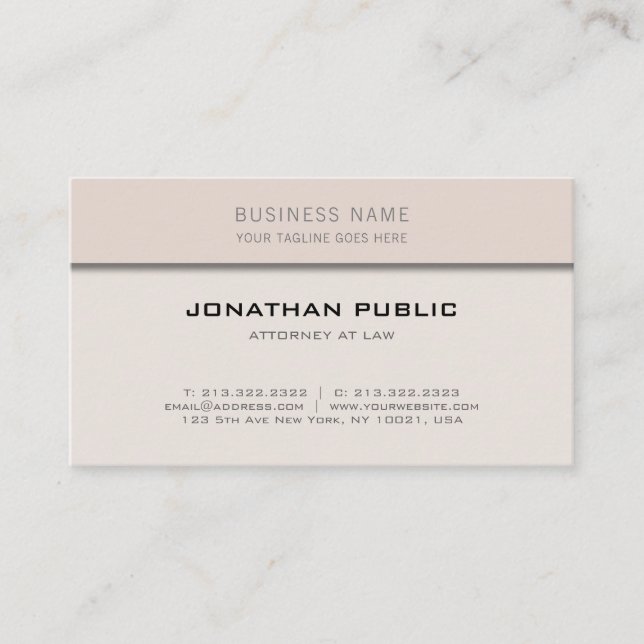 Stylish Attorney At Law Office Lawyer Elegant Top Business Card (Front)