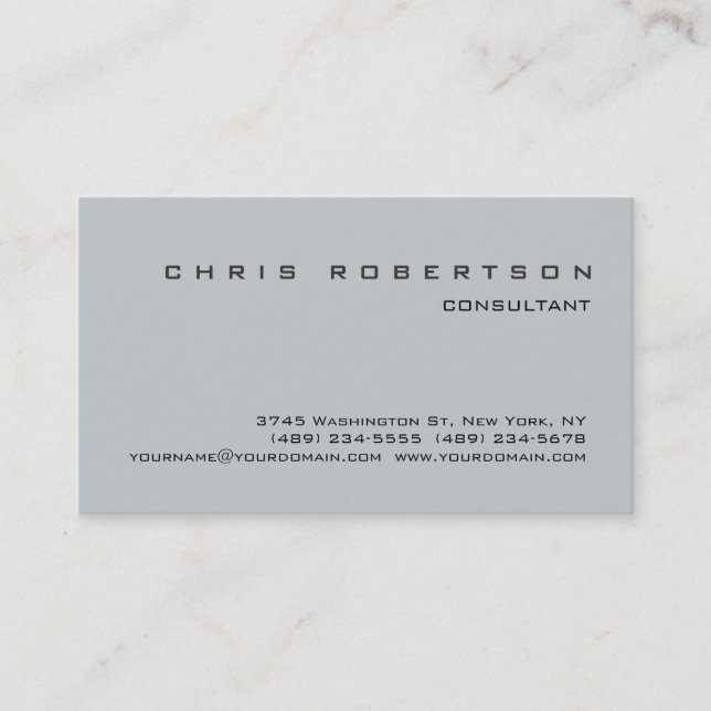 Stylish Attractive Grey Charming Business Card (Front)