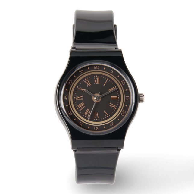 Stylish Attractive Silicone Strap Black Watch (Front)