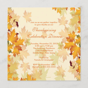Stylish Autumn Fall Leaves Thanksgiving Invitation