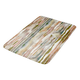 Stylish Autumnal Watercolour Stripe Pattern Bath Mat